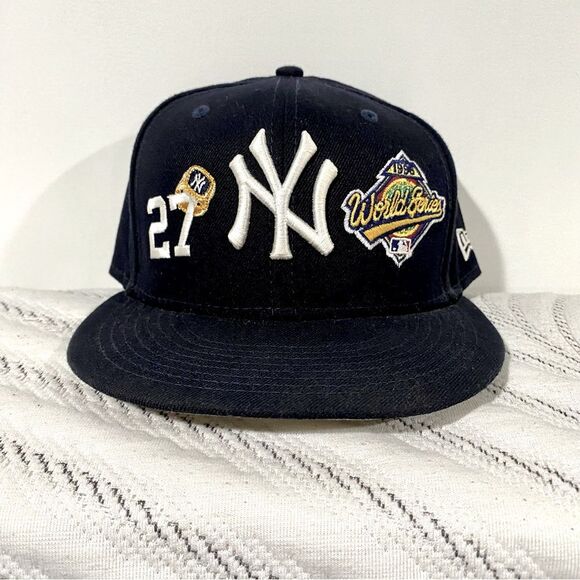 New York Yankees New Era Navy 27x Count the Rings 59FIFTY Fitted Hat 7 3/8 - Picture 1 of 8